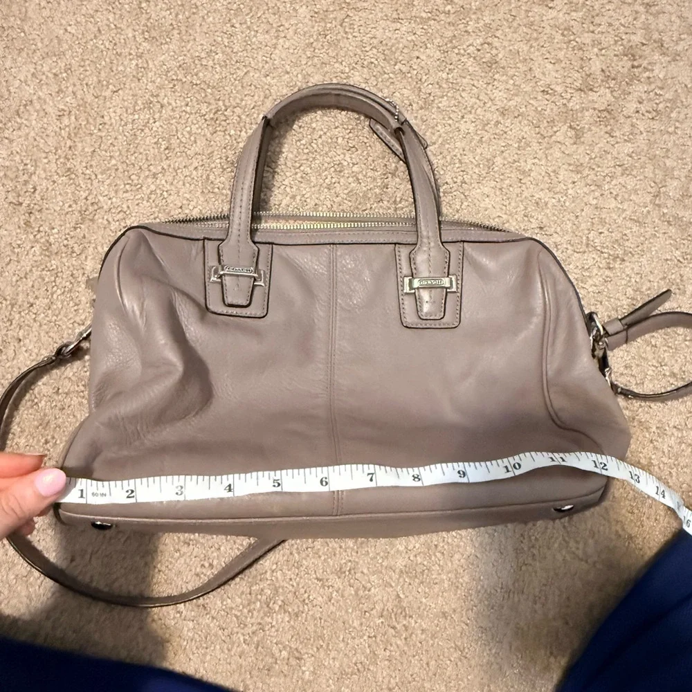 Coach Taylor Leather Satchel in Mushroom Grey
